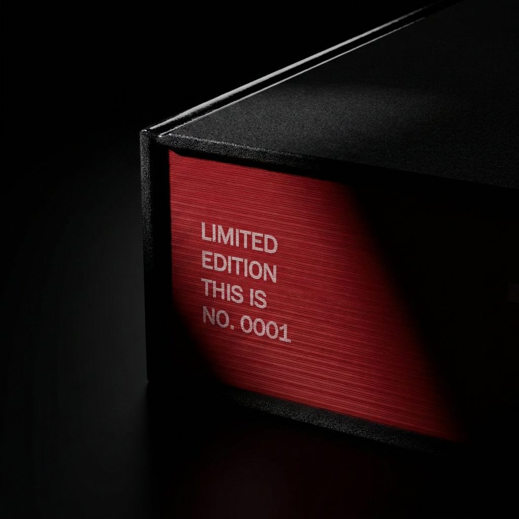 Rode snede met de tekst Limited edition, this is no. 0001